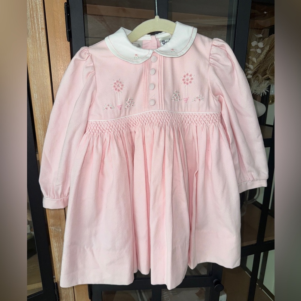 Vintage Sarah Louise dress classic embroidered collar long sleeve toddler roses